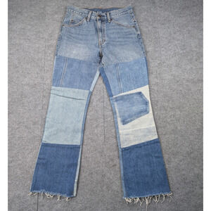 Levis 517 Jeans Womens 26 Patchwork Orange Tab Crop Flare Retro Cotton Grunge